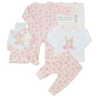 M15876: Baby Girls Bunny & Strawberry 8 Piece Mesh Bag Gift set (0-6 Months)